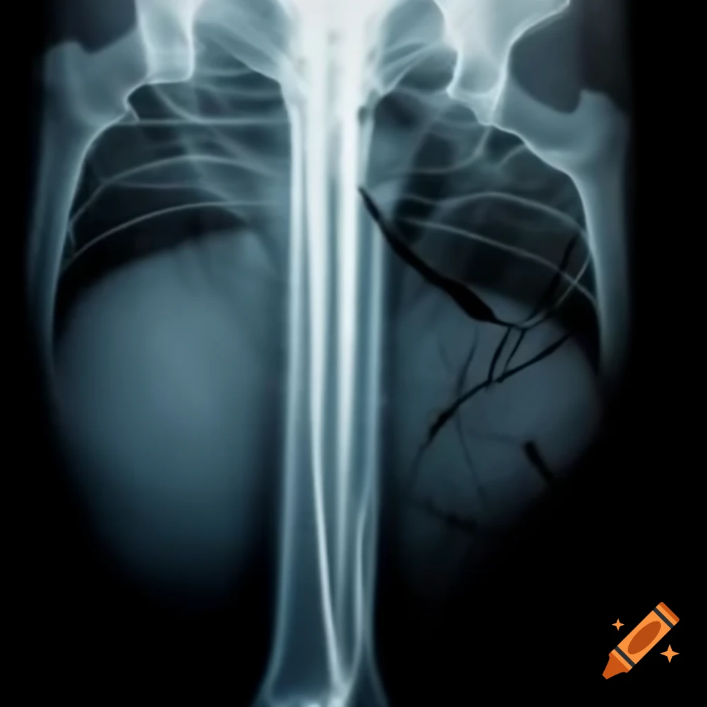 X-ray image showing a cracked bone
