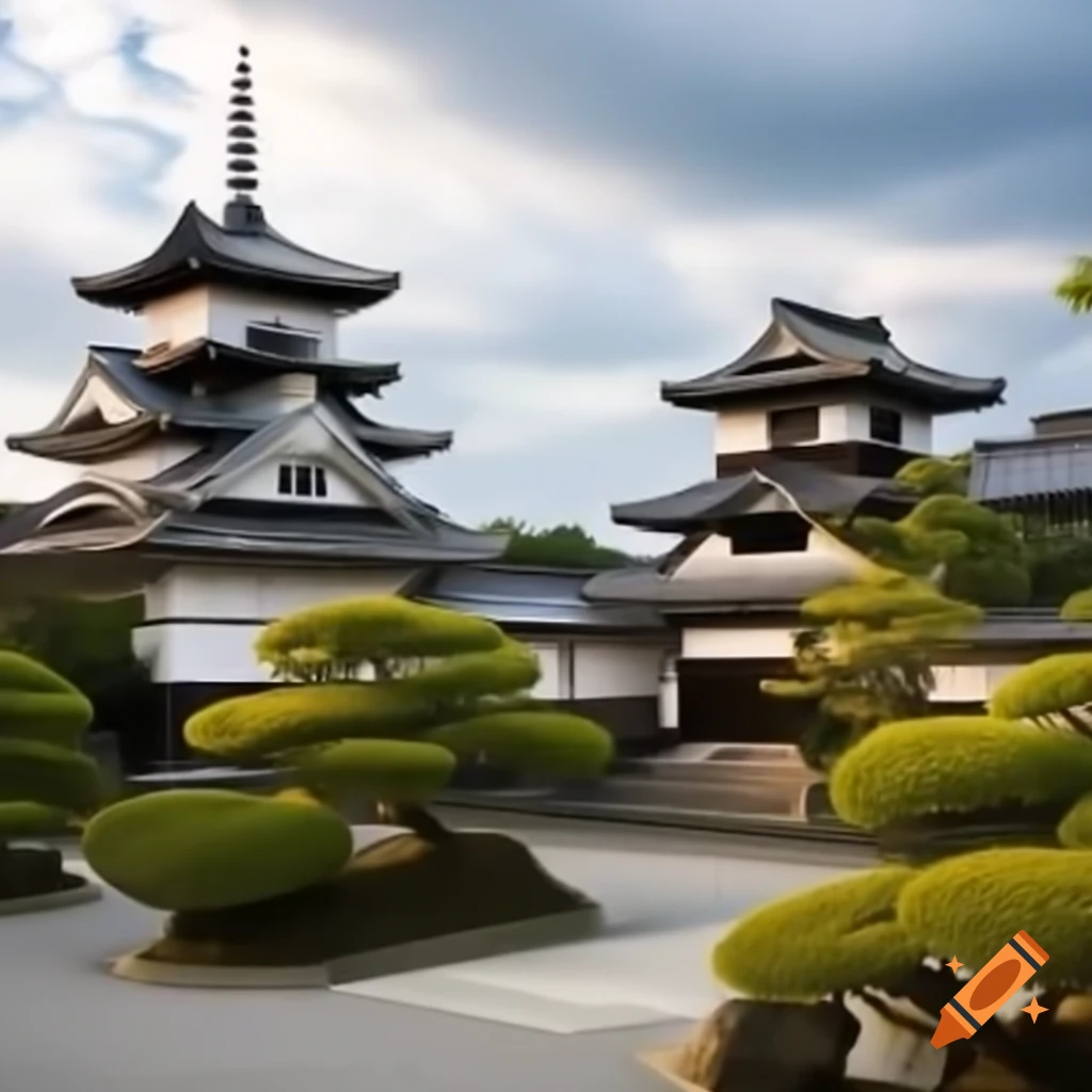 Japanese-style buildings and serene gardens