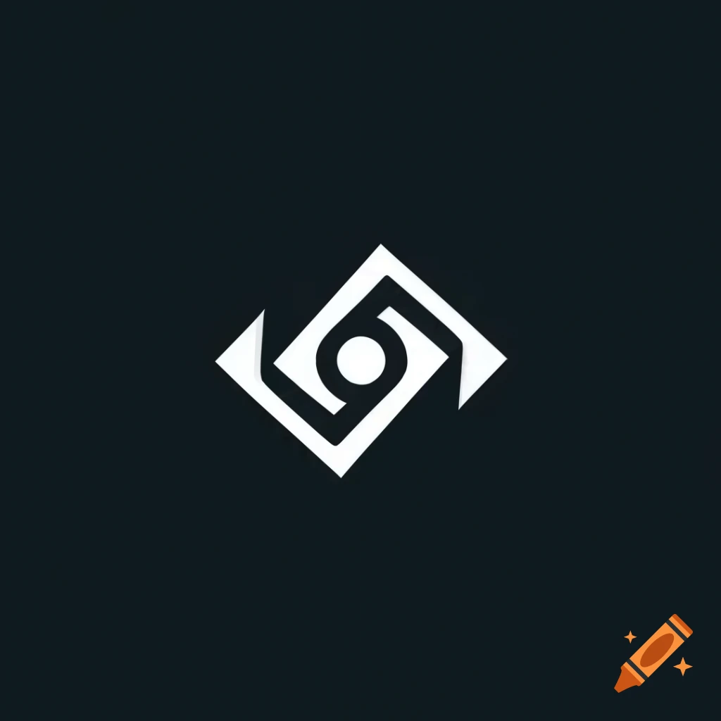 Minimalist tech logo with white oval and extending lines on dark background