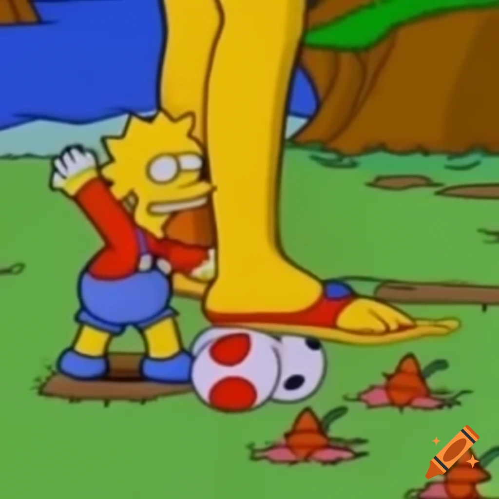 90s Simpsons scene featuring green legs resembling Mario
