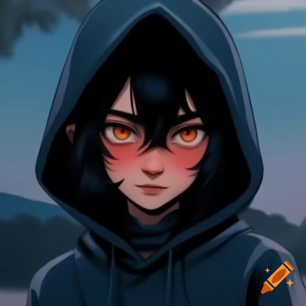 Hooded gamer avatar in a digital art style