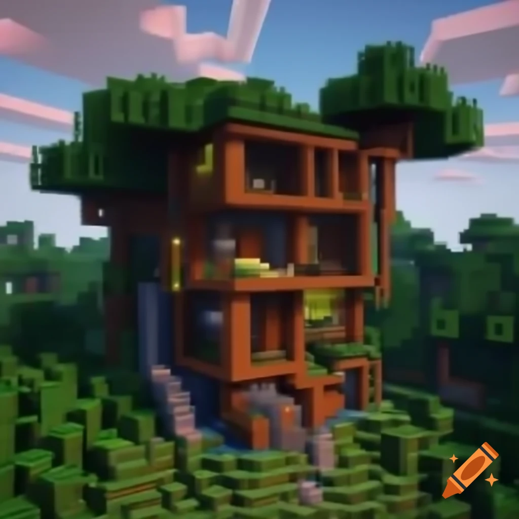 Modern jungle house design in Minecraft