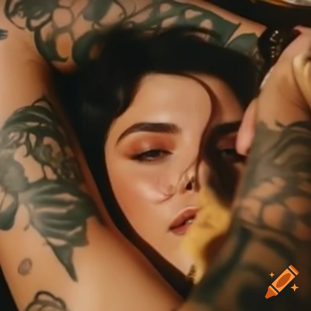 Lily Collins showcasing tattoos