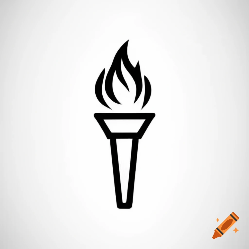 Simplistic logo design featuring a burning torch