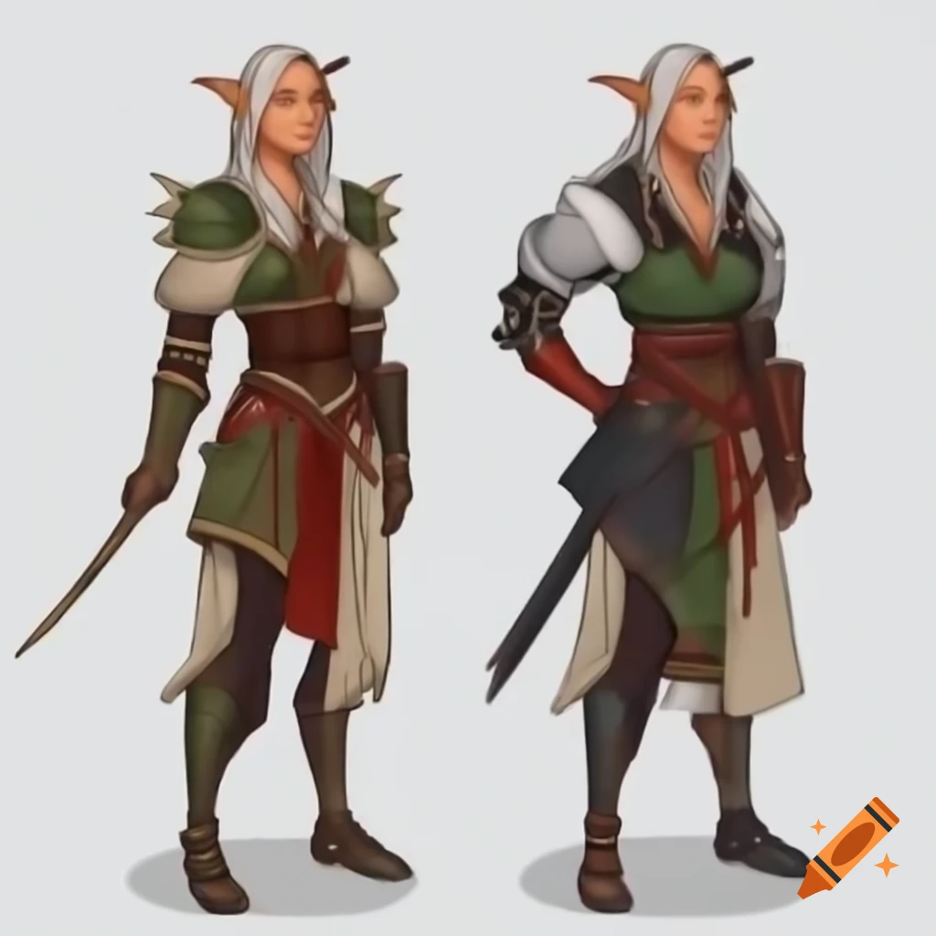 Female Dalish elf in custom casual wear inspired by medieval aesthetics