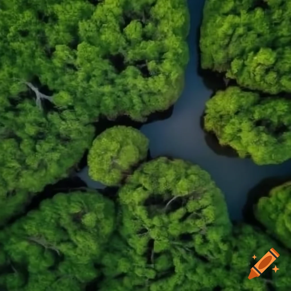 Aerial view of mangrove trees on craiyon