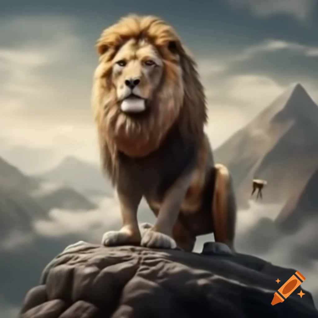 Majestic lion standing atop a globe