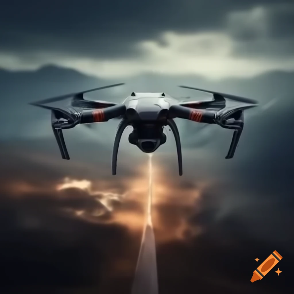 Drones engaged in aerial battle