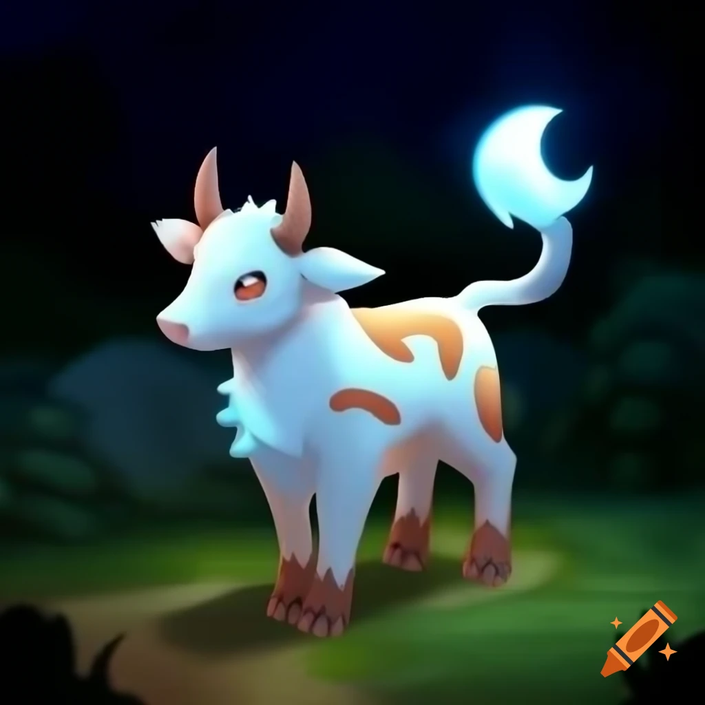 Moon cow and fox hybrid Pokémon design