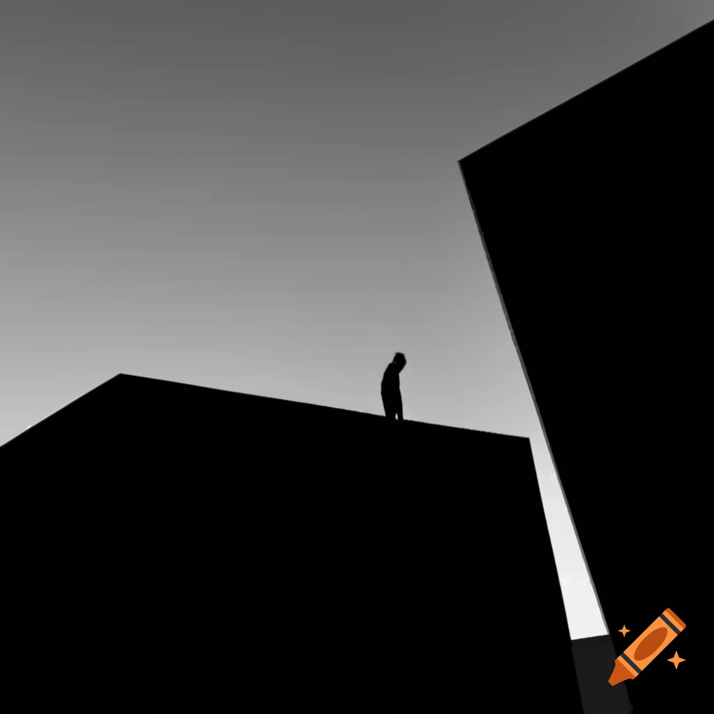 Black and white silhouette showcasing modern Swiss architecture
