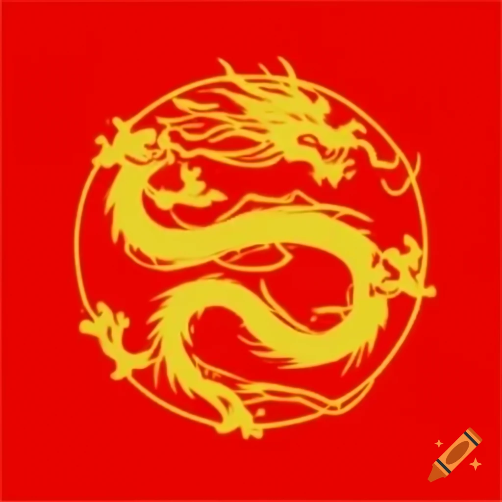 Chinese dragon in red with yellow outline