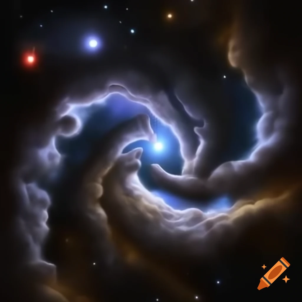 A surreal depiction of awakening in bed, cosmic memories fading
