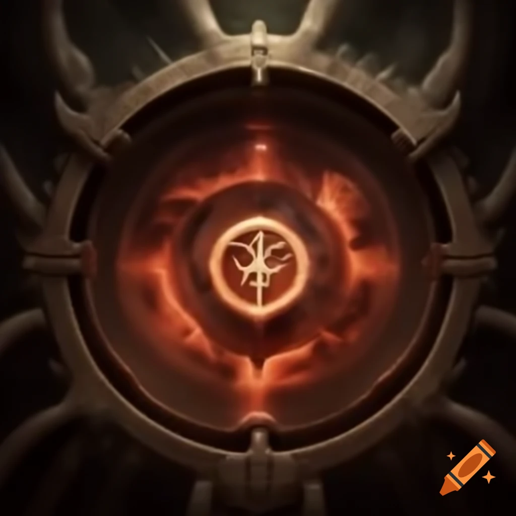 Demon Realm depicted within a giant ritual circle featuring demonic rune engravings