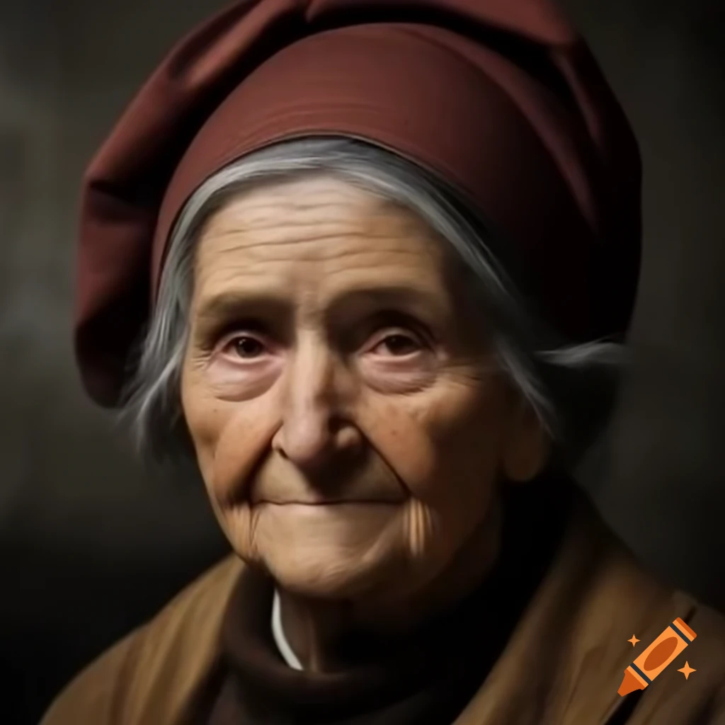 Renaissance style portrait of a kind older matron nurse on craiyon