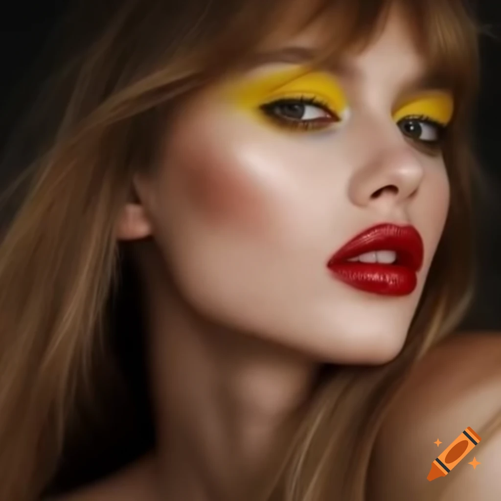 Italian model with blond hair and classic makeup