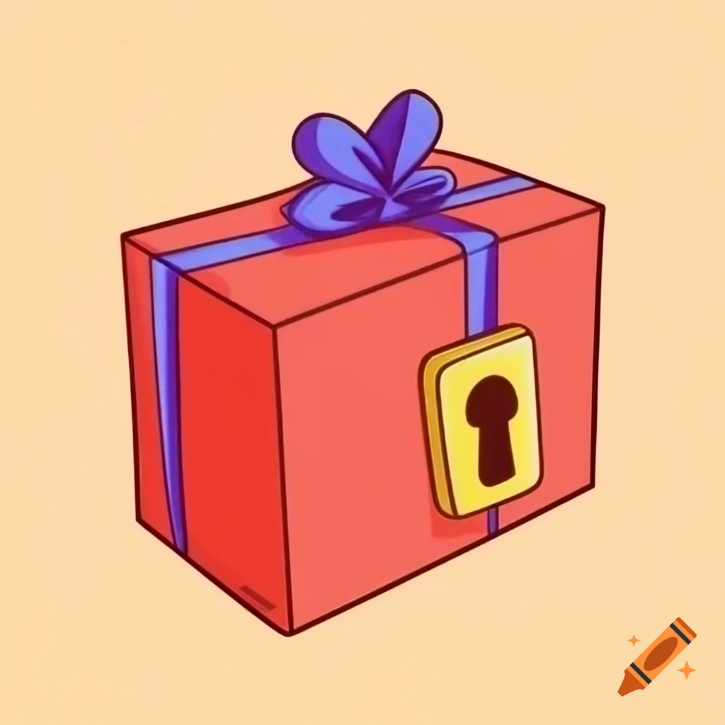 Chinese gift box with lock designed in a kid friendly art style on craiyon