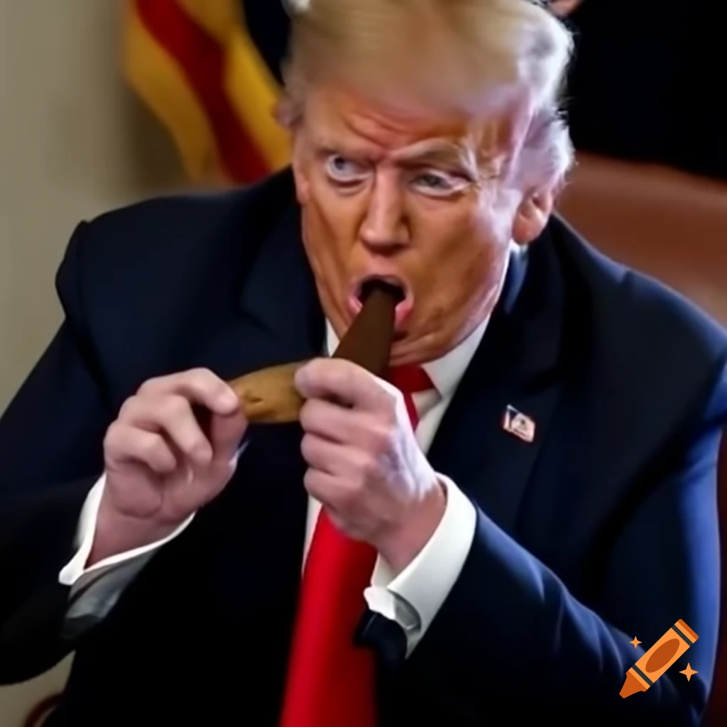 Satirical depiction of Donald Trump with a cat tail