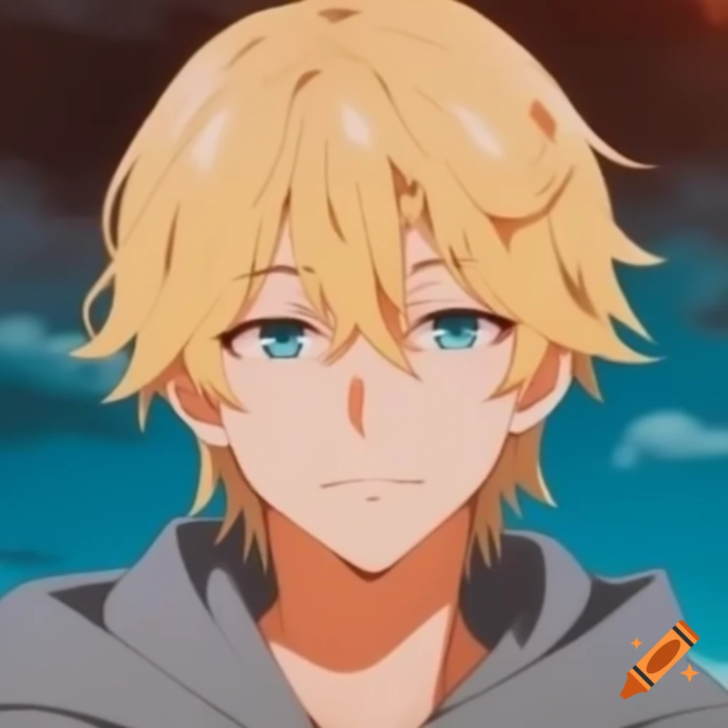 Blonde male character in anime style