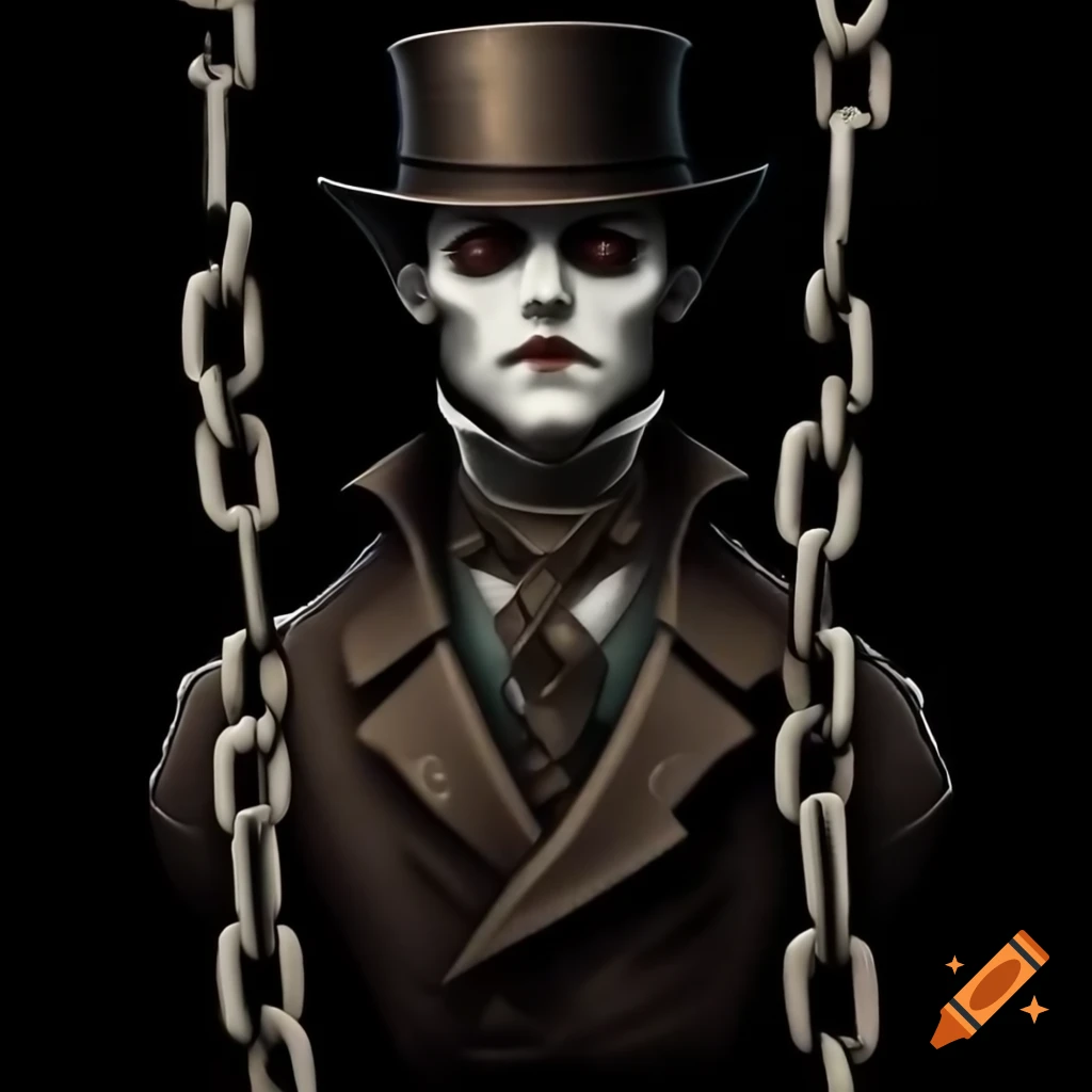 Victorian male ghost in chains, haunting imagery