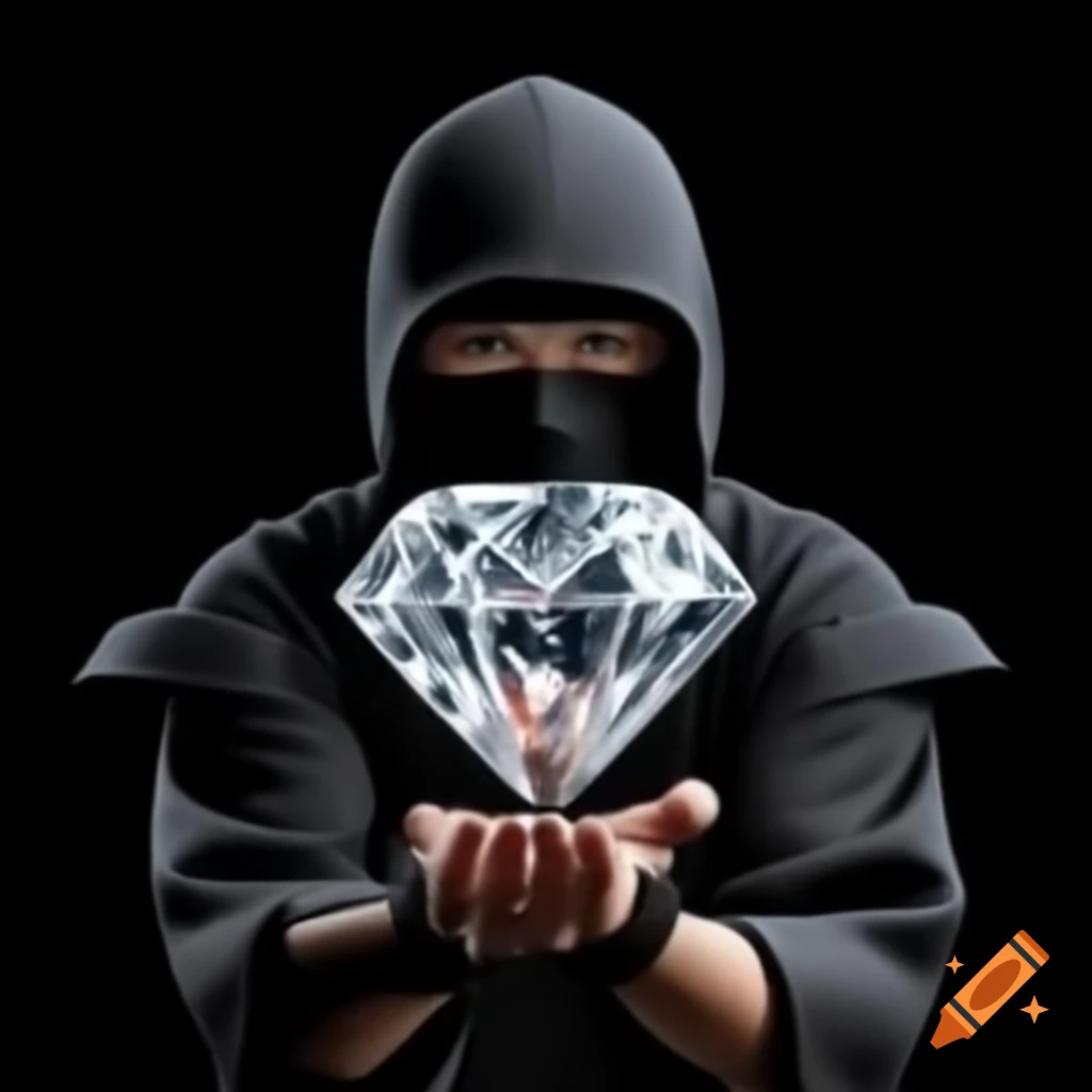 Ninja character holding a large diamond