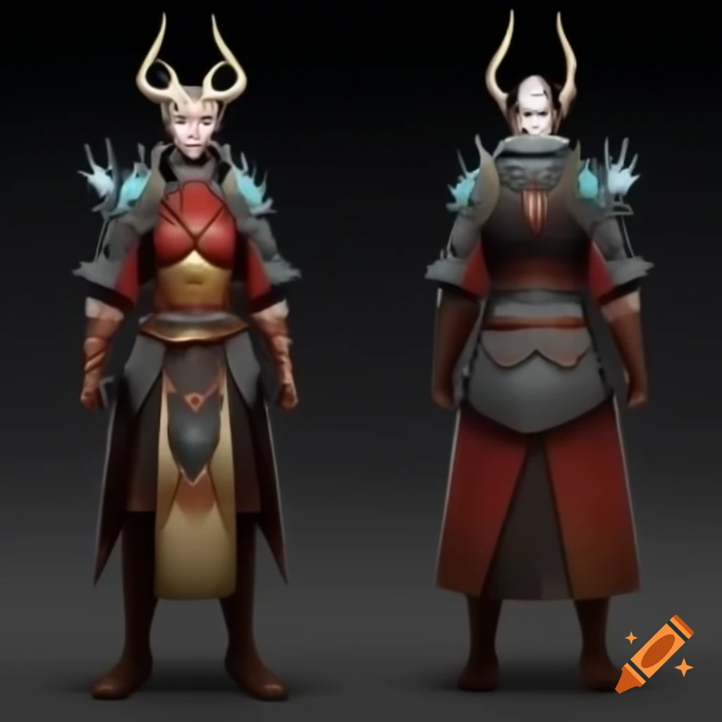 Inquisitor-inspired outfit for female Dalish elf with medieval and Japanese armor influences