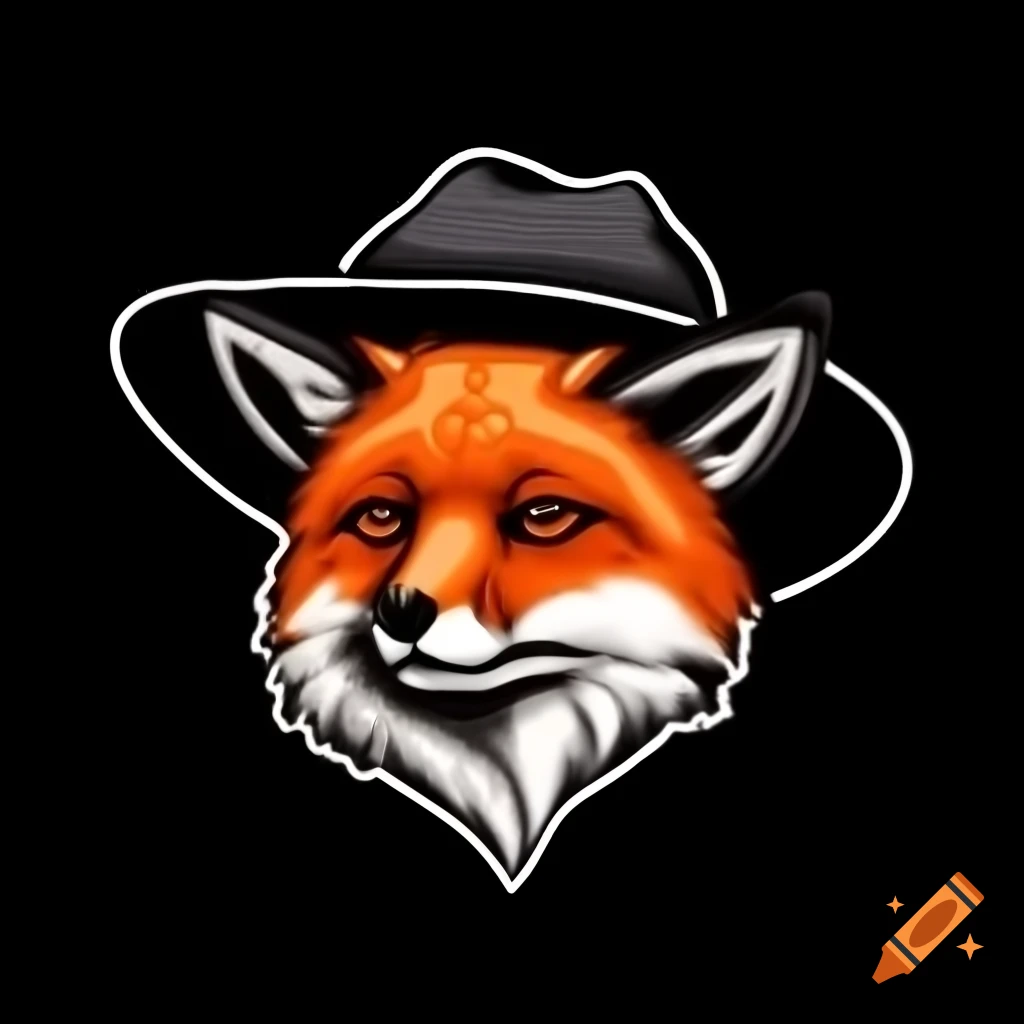 Fox wearing a hat against a black background