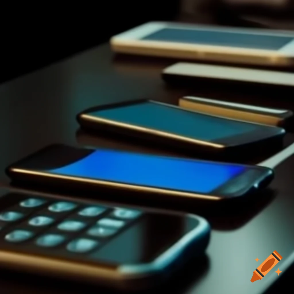 Various smartphones arranged on a table