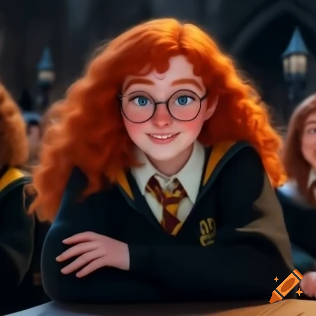 Redhead student smiling in Hogwarts herbology dungeon