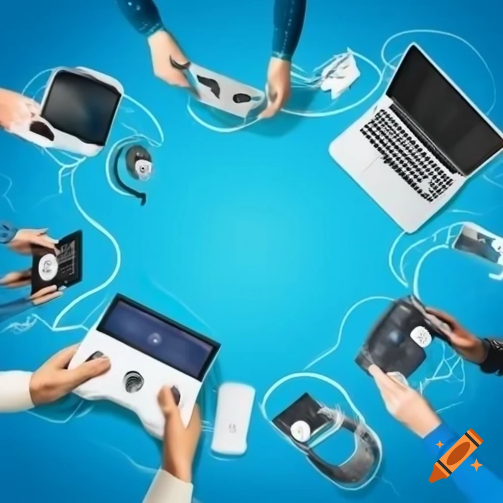 Background wallpaper featuring gaming gadgets and floating puzzles