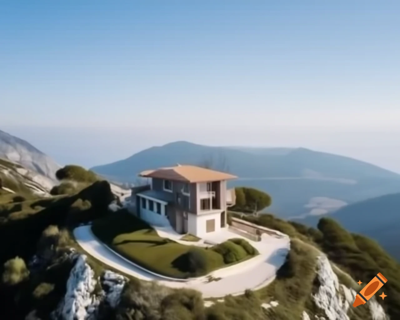 Beautiful house on mountain with scenic view