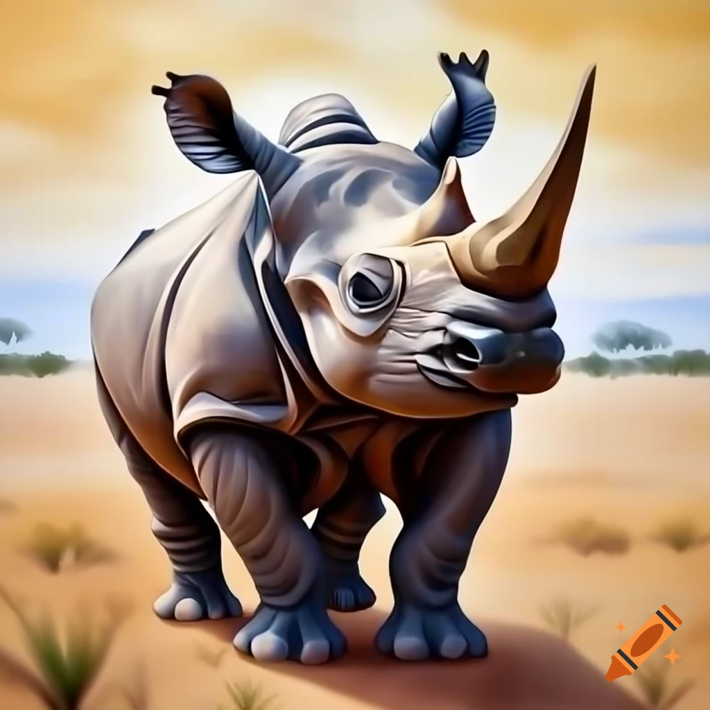 Cute rhinos with text 'RHINO IS CUTE'