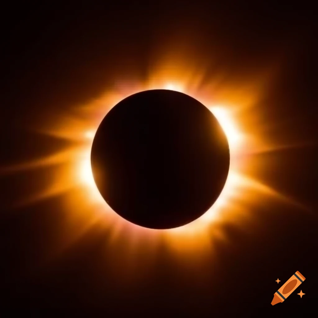 Solar eclipse with darkened sky and visible corona