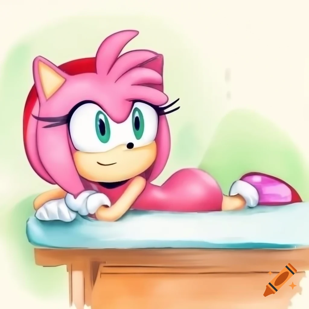 Character Amy Rose Resting In Bed Wearing A Royal Blue Cropped character-amy-rose-resting-in-bed-wearing-a-royal-blue-cropped
