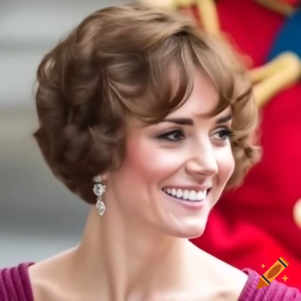 Catherine Middleton sporting a short curly poodle perm hairstyle