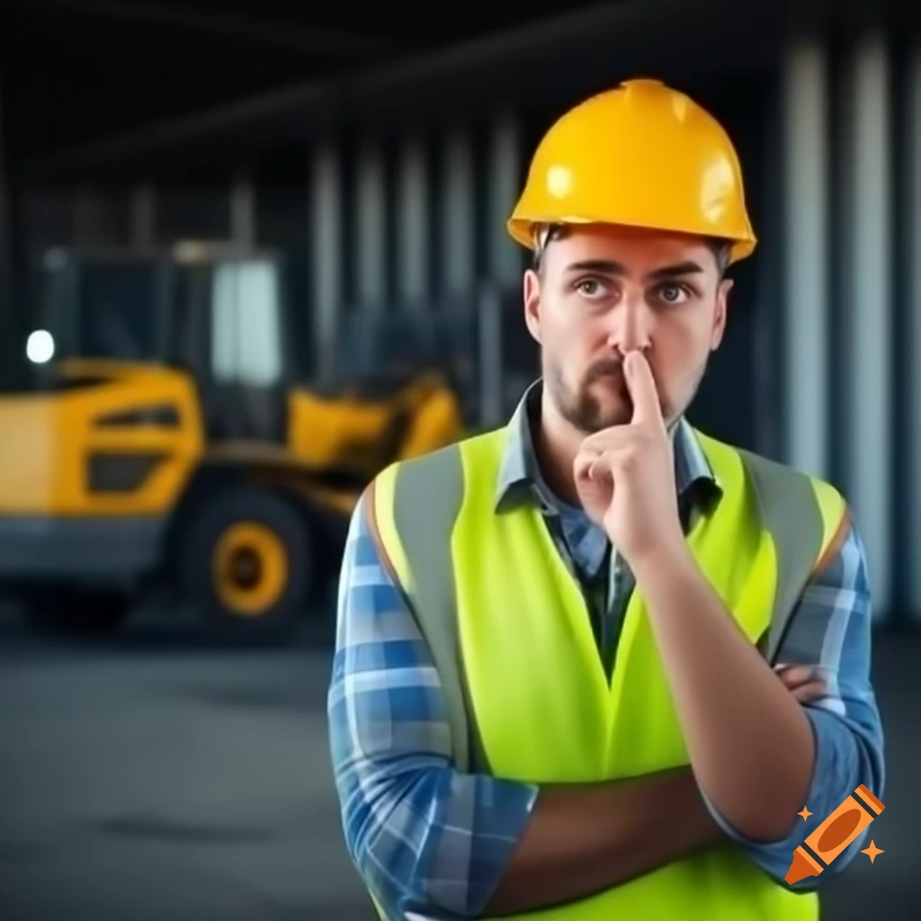 Confused construction worker on site