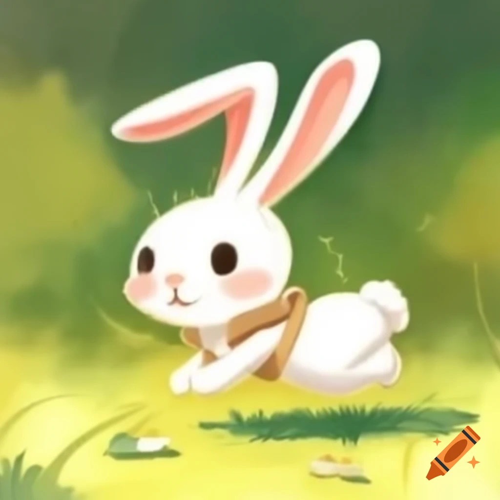 Illustration of a bunny hopping