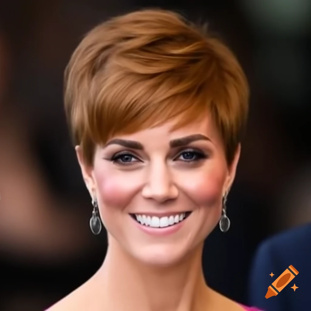 Catherine Middleton with bold short pixie cut hairstyle