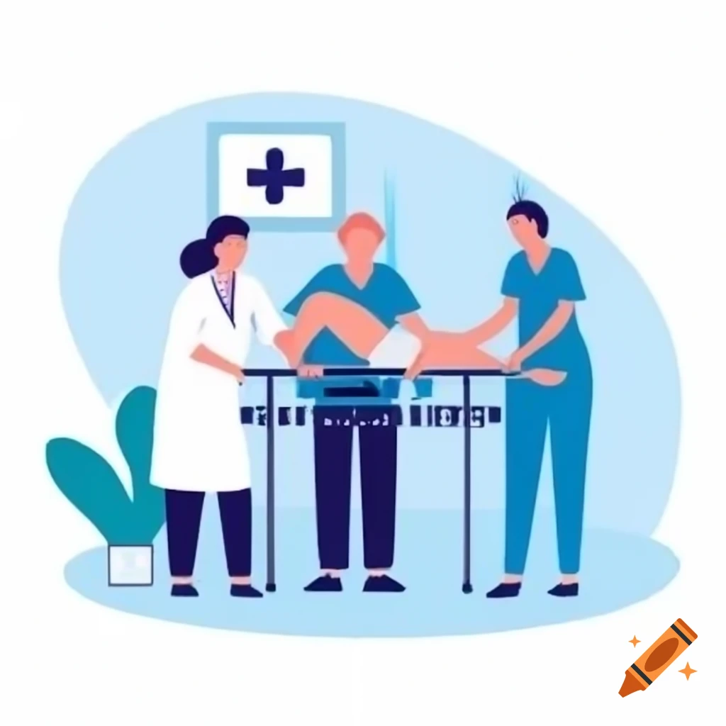 Medical illustration of nurses comforting a patient