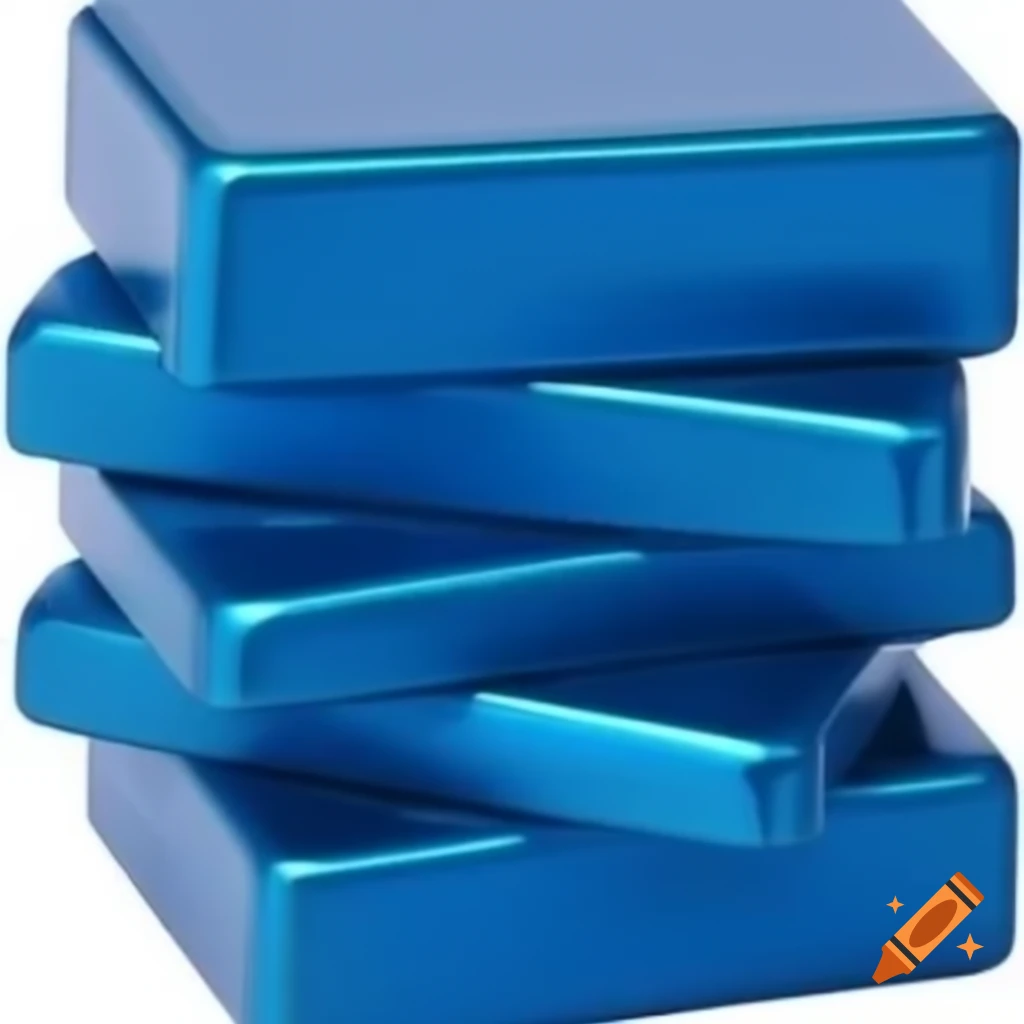 Stack of metallic blue rectangular ingots