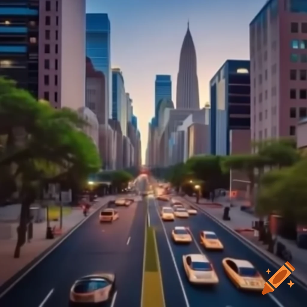 Vibrant big city skyline