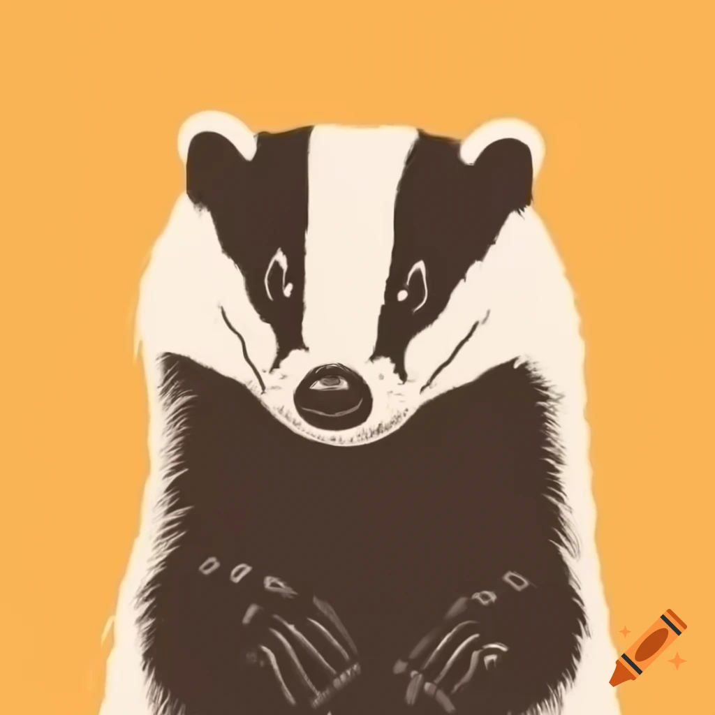 Honey badger illustration with vibrant Miami Vice color background