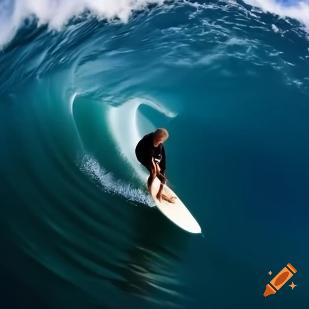 Donald Trump surfing a big wave