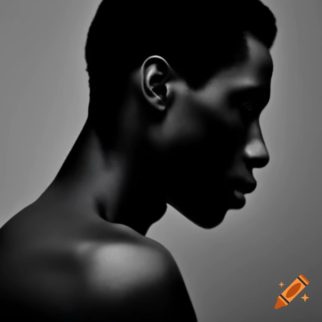 Back profile of young black man showcasing strong physique