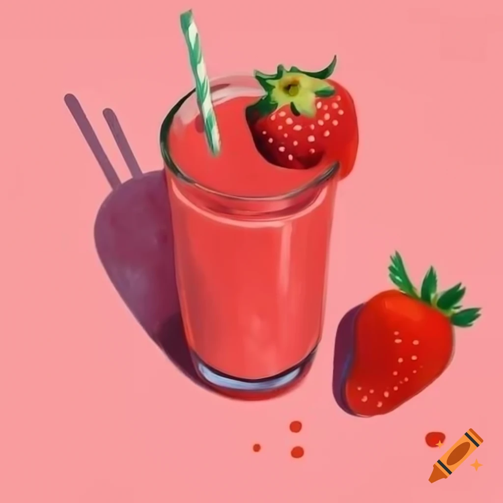 Refreshing strawberries smoothie in a glass