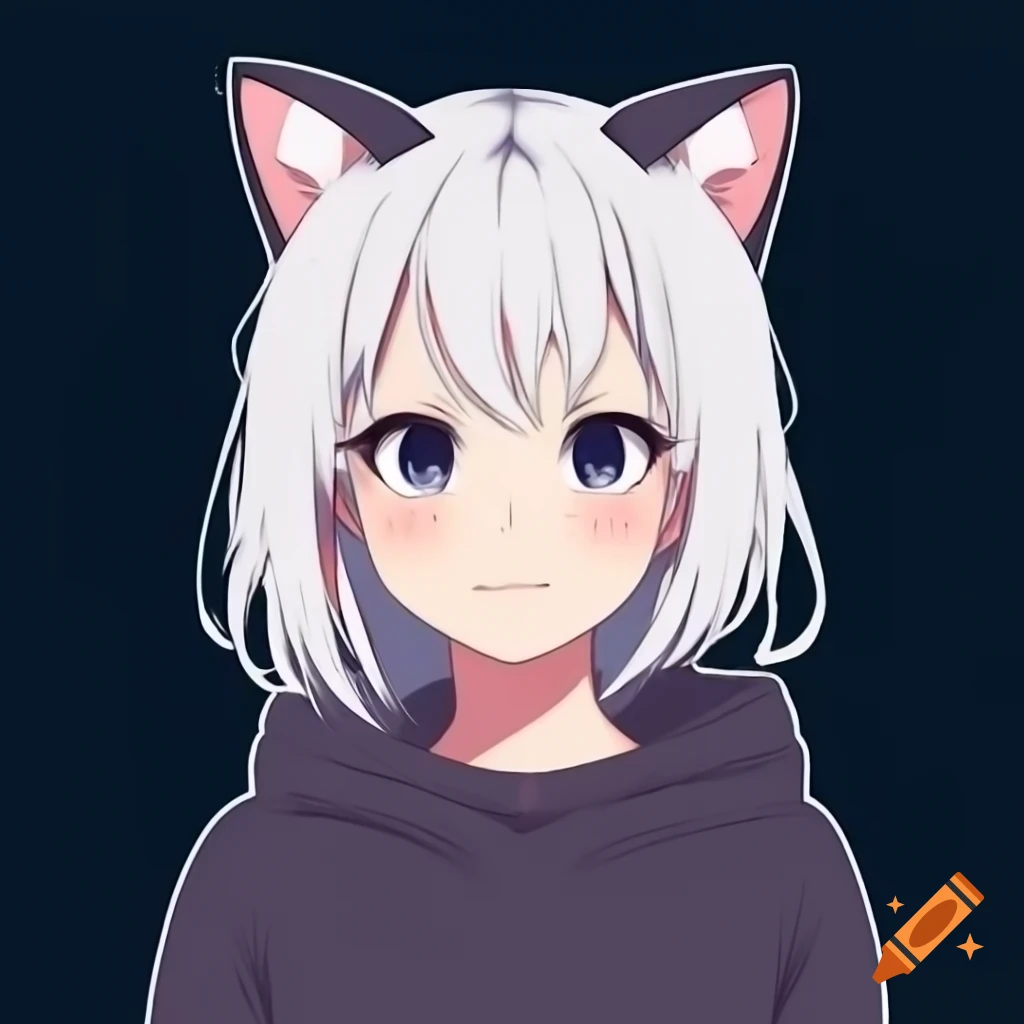 Anime girl with white cat-like hair