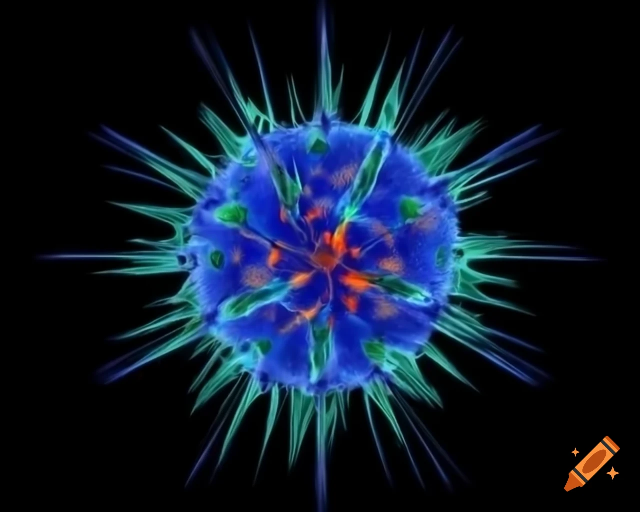 Hyperrealistic 3D render of genetics under electron microscope