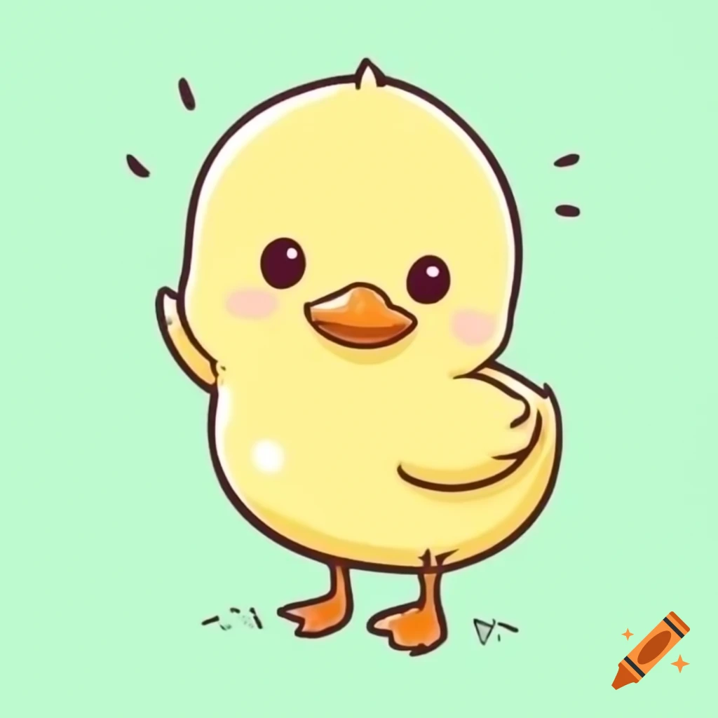 Cute duck doodle with an angel behind it