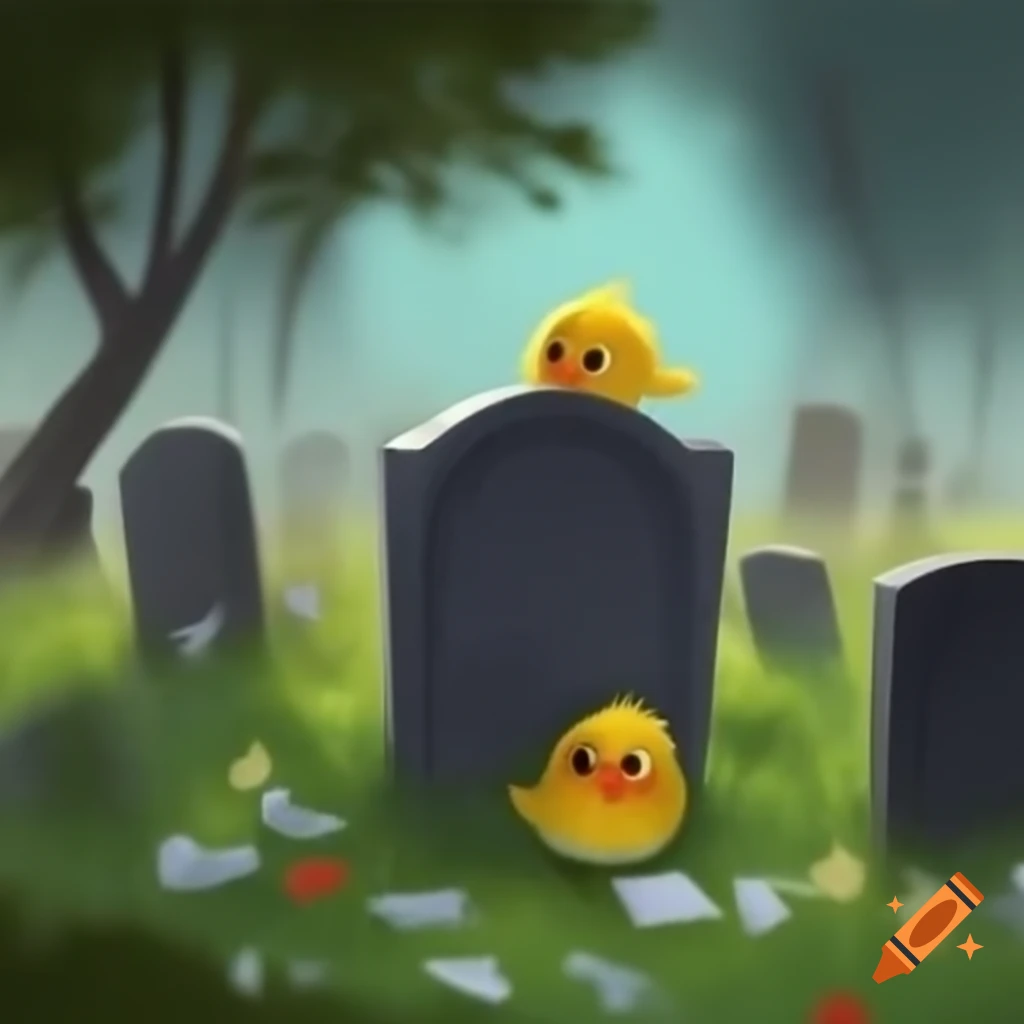 Graveyard for canary birds with emotional representation
