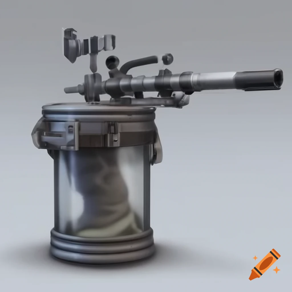Metallic handheld apparatus resembling a gun, used for injecting pressure air with glass cylinder