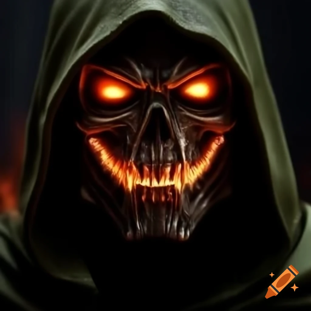 Comic character inspired by Doctor Doom with half-burnt face resembling Two Face